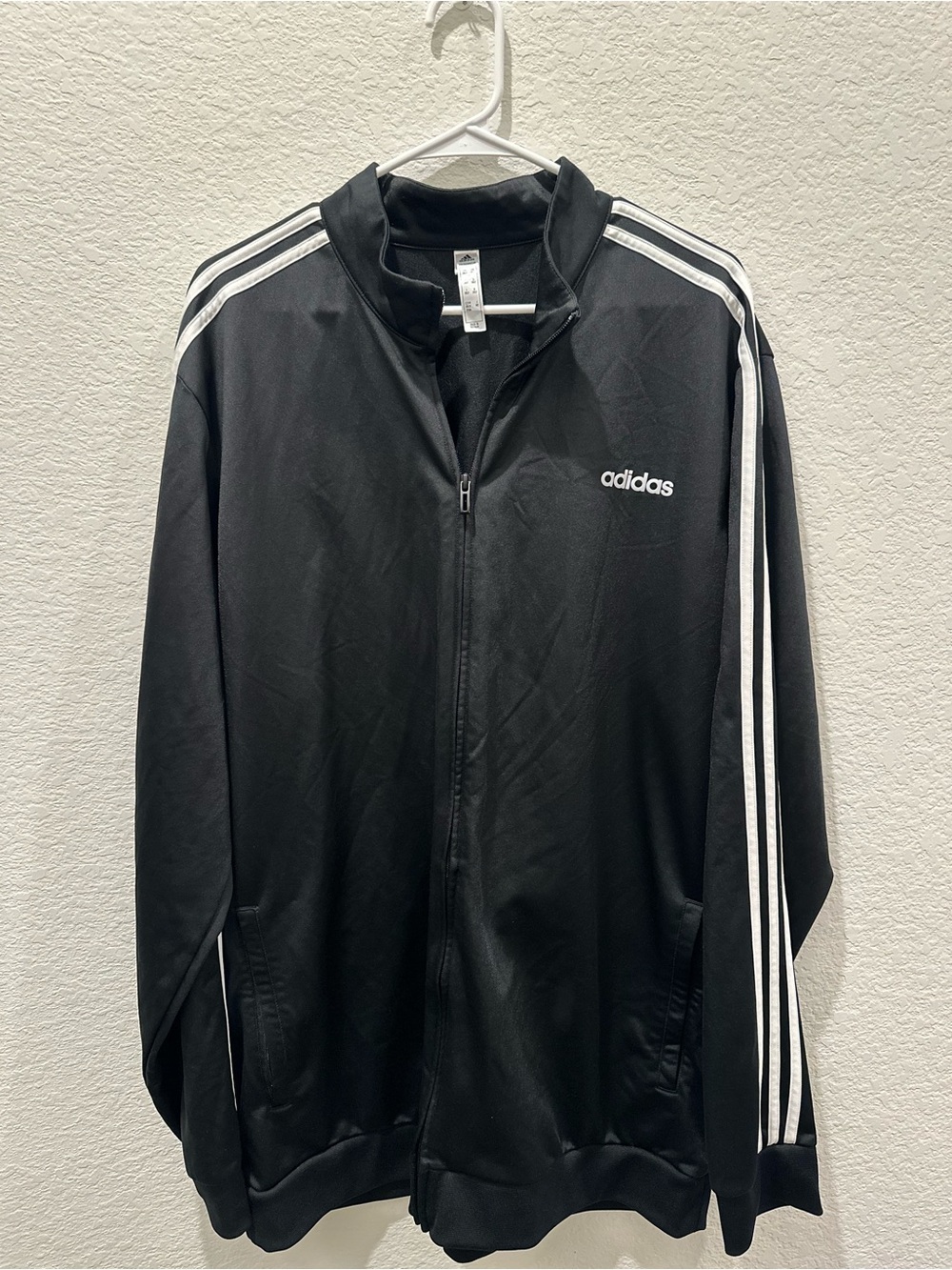 adidas Black Track Jacket with White Three-Stripes